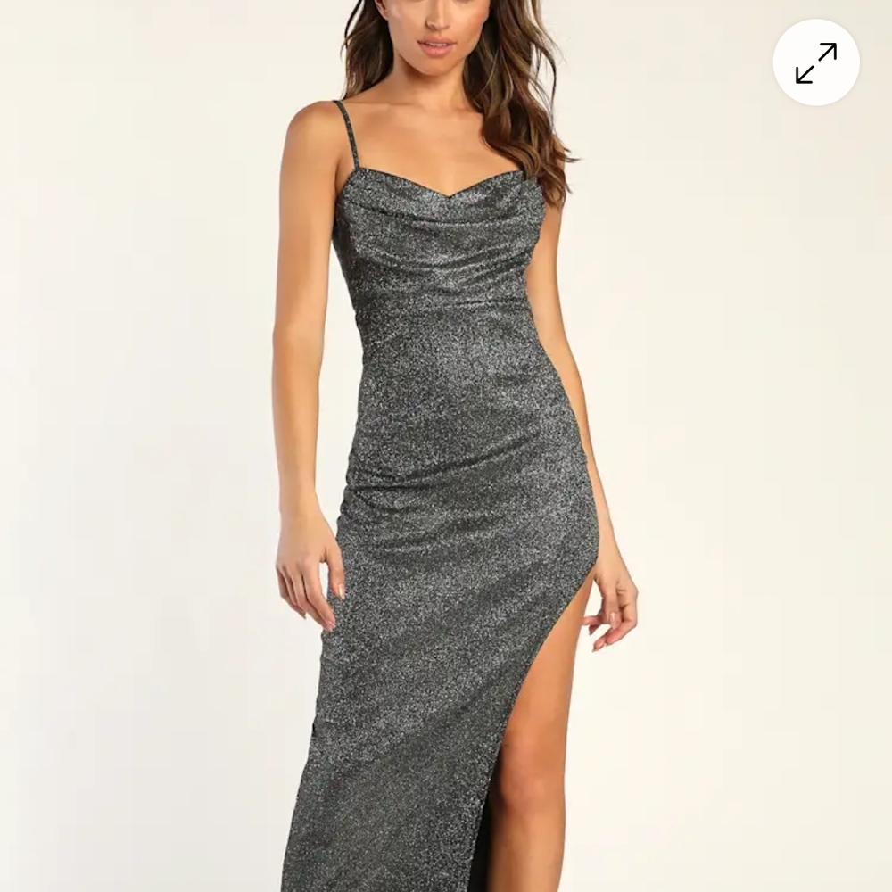 Lulu's Shimmering Silver Maxi Dress